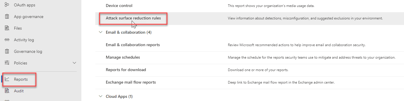 Attack Surface Reduction rules report in Microsoft 365 Defender